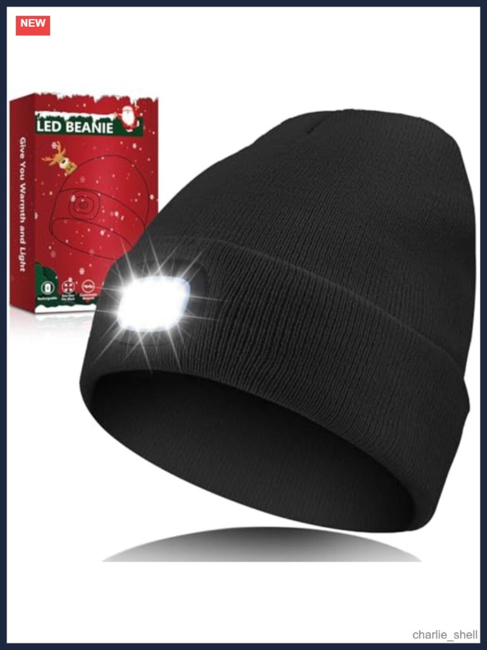 LED Beanie with Light Unisex Acrylic Winter Cap Rechargeable Hands-Free